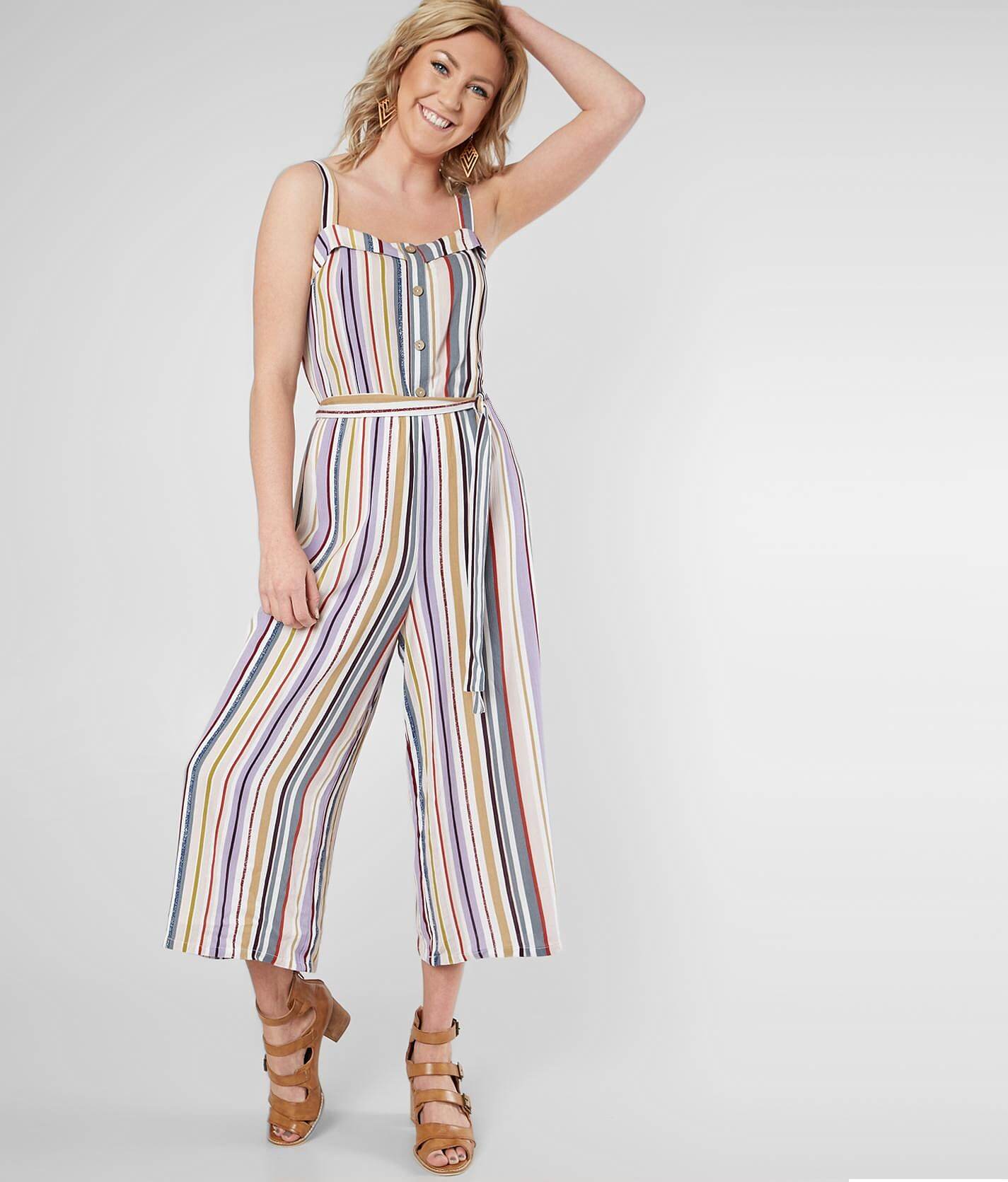 striped overall jumpsuit