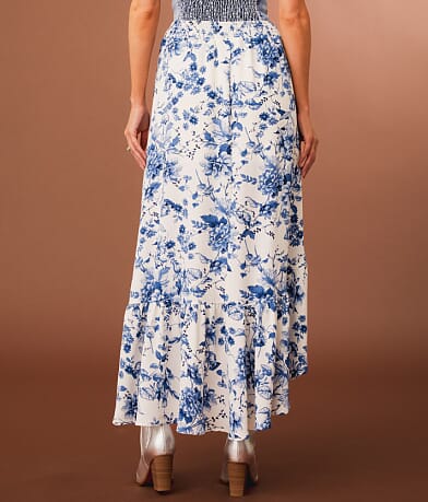 Sterling &amp; Stitch Floral Ruffle Maxi Skirt BACK