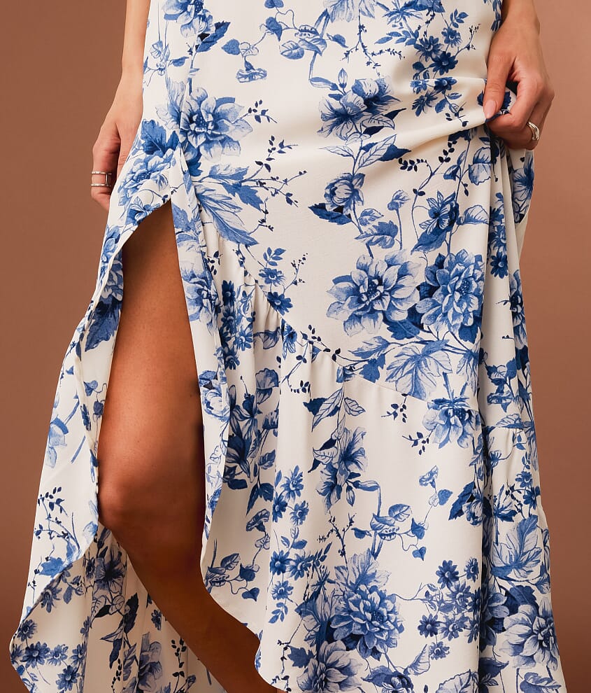 Floral Ruffle Maxi Skirt