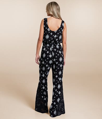 Willow &amp; Root Pieced Lace Jumpsuit back view
