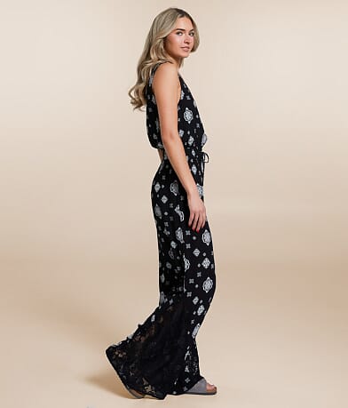 Willow &amp; Root Pieced Lace Jumpsuit full right side view