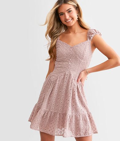 Willow & Root Floral Eyelet Mini Dress front view