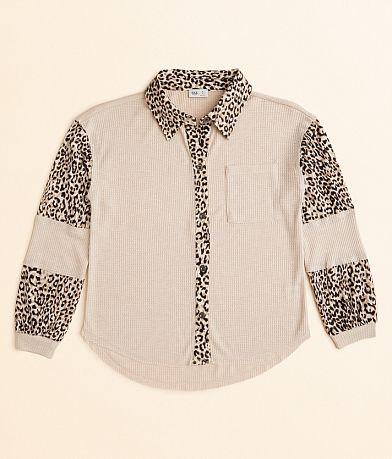 BKE Girls - Cheetah Thermal Shirt front view