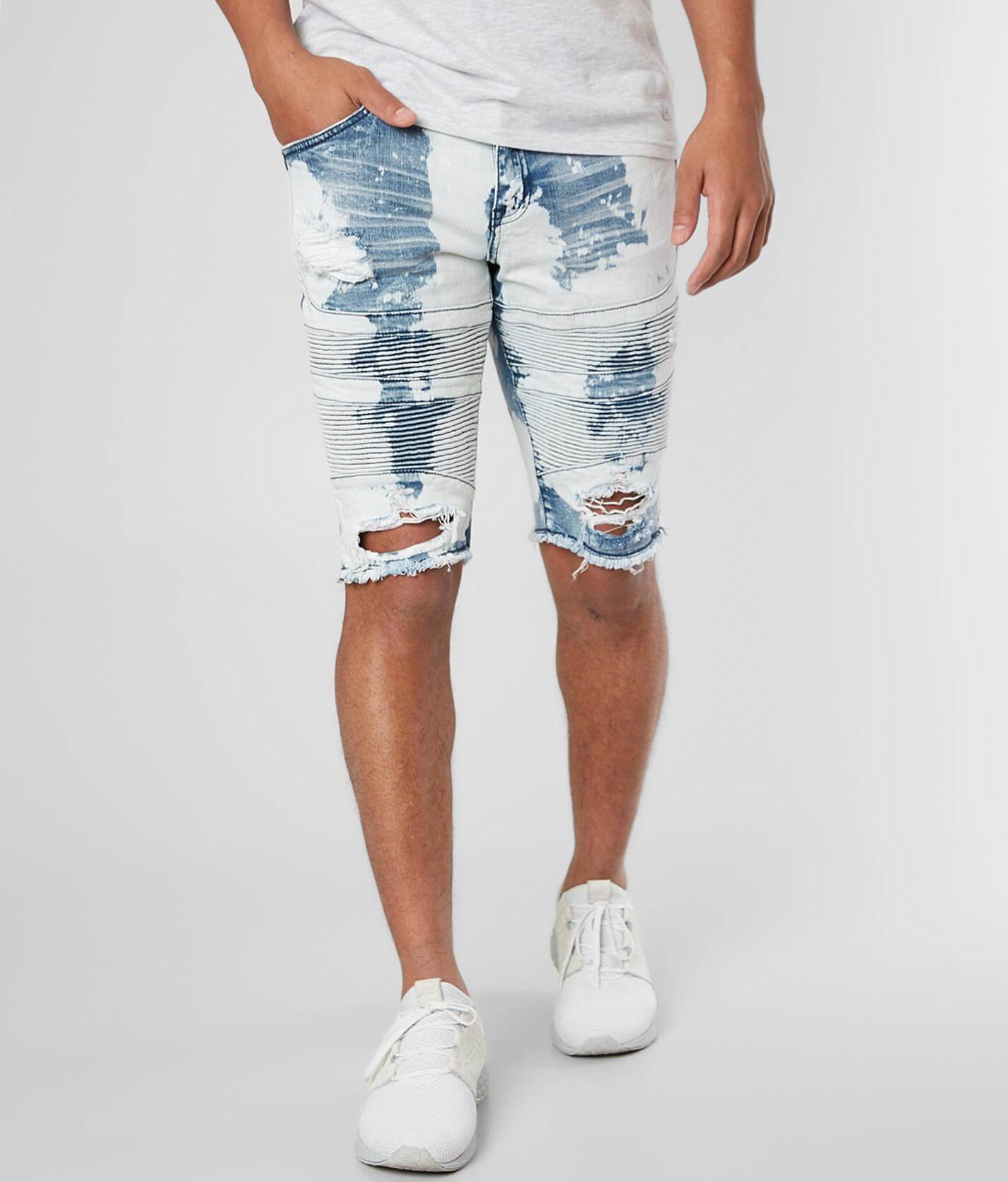 buckle mens jean shorts