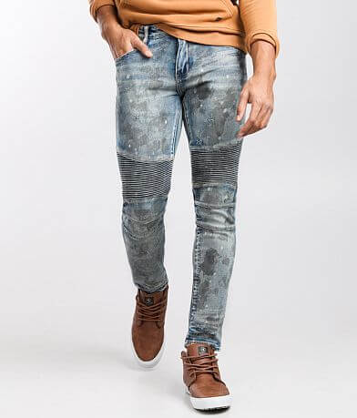 MENS BIKER JEANS IN BASE WASH