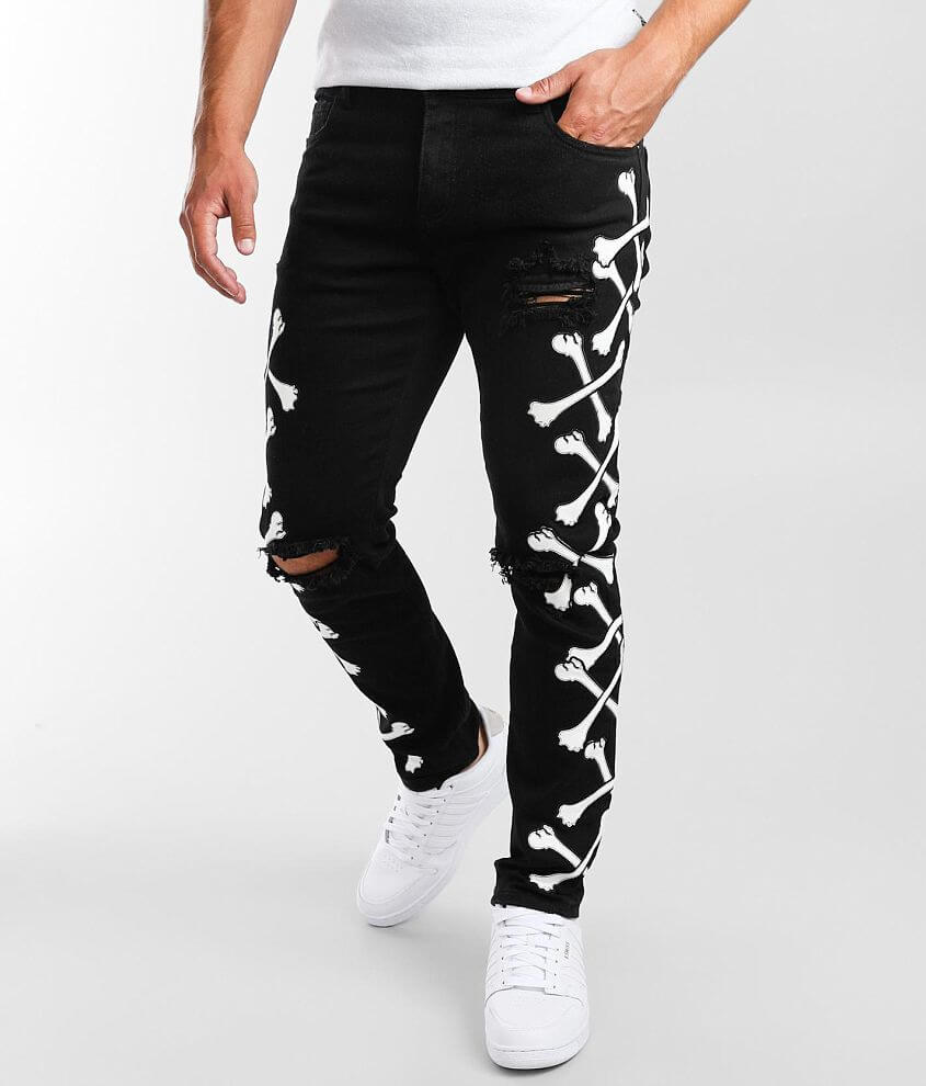 Skeleton Skinny Jeans White Bone