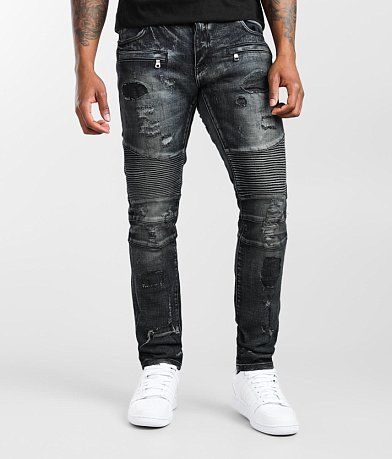 Black denim biker sales jeans