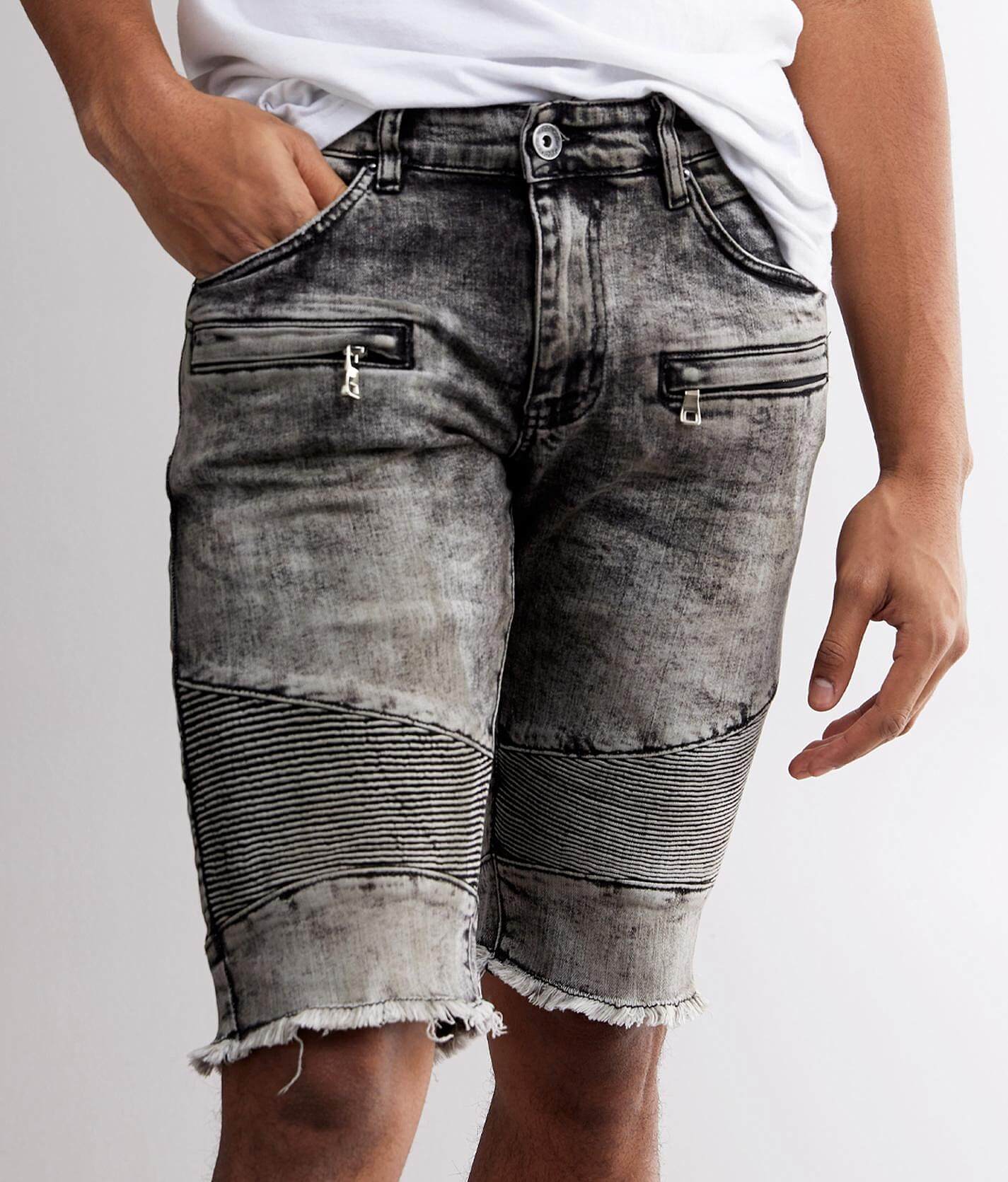 buckle jean shorts for men