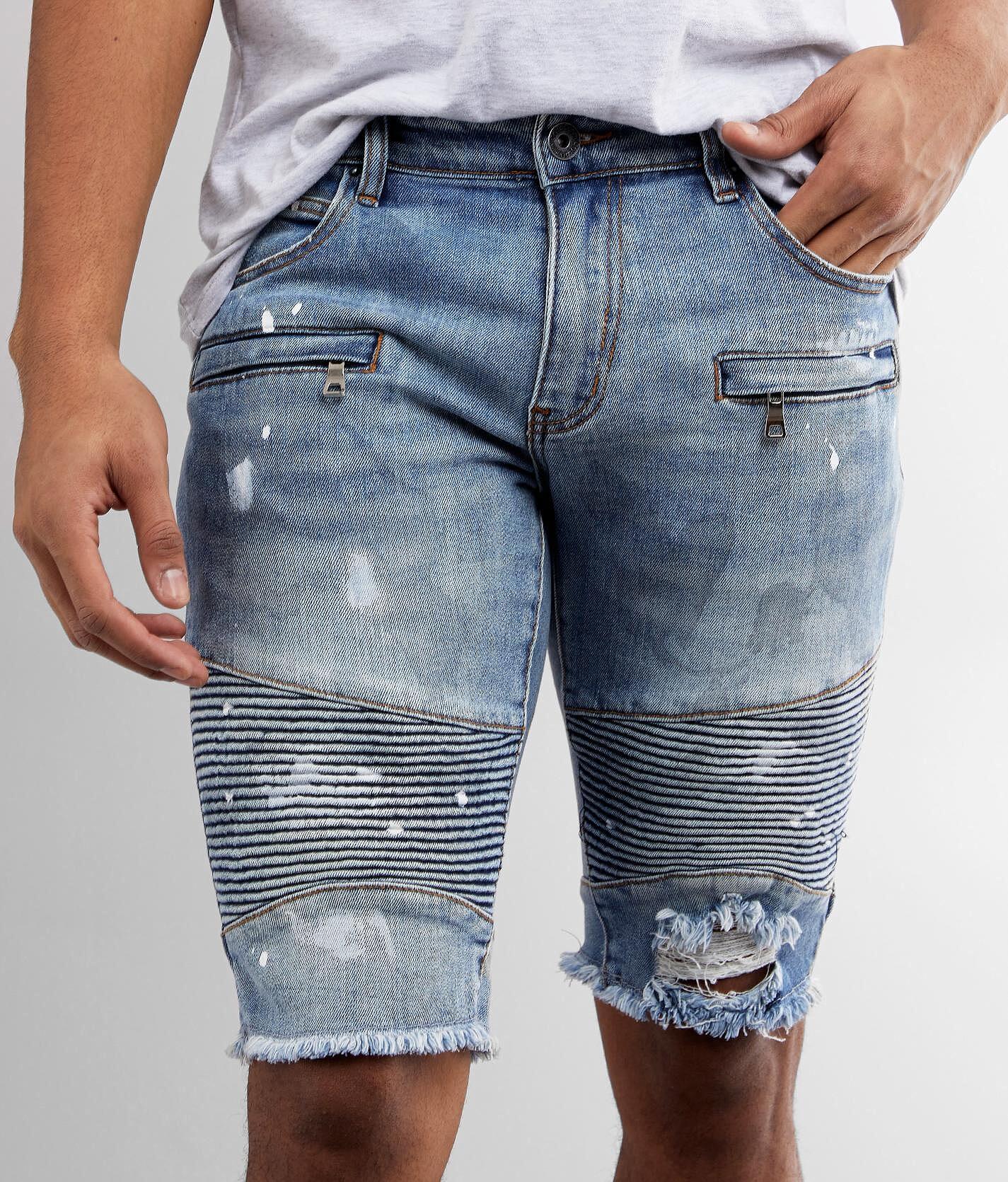 buckle jean shorts for men