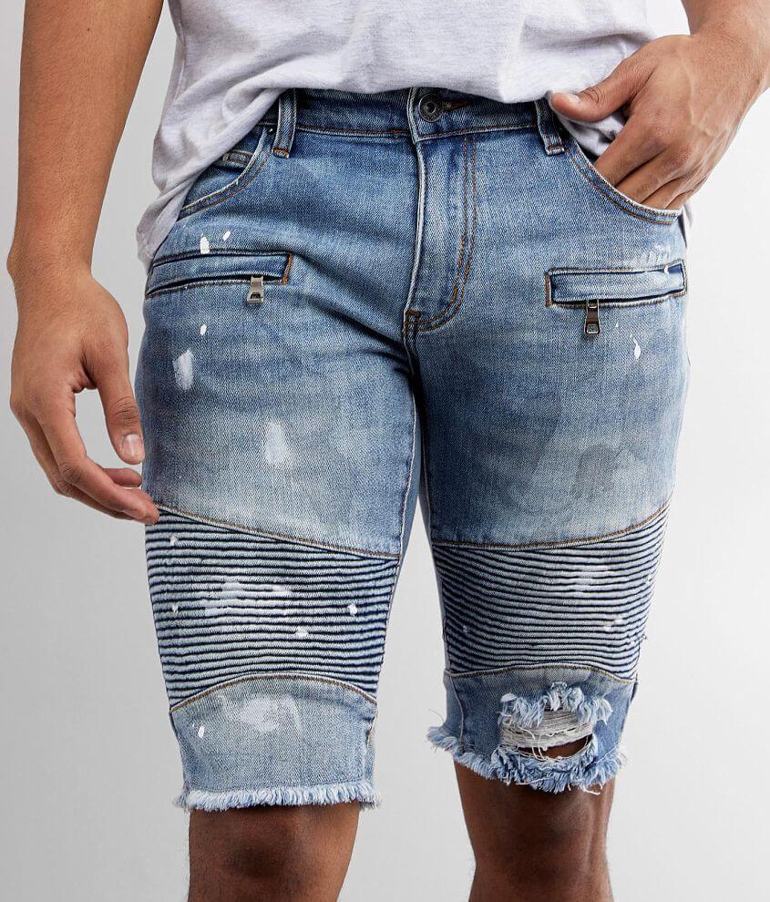 Denim best sale moto shorts