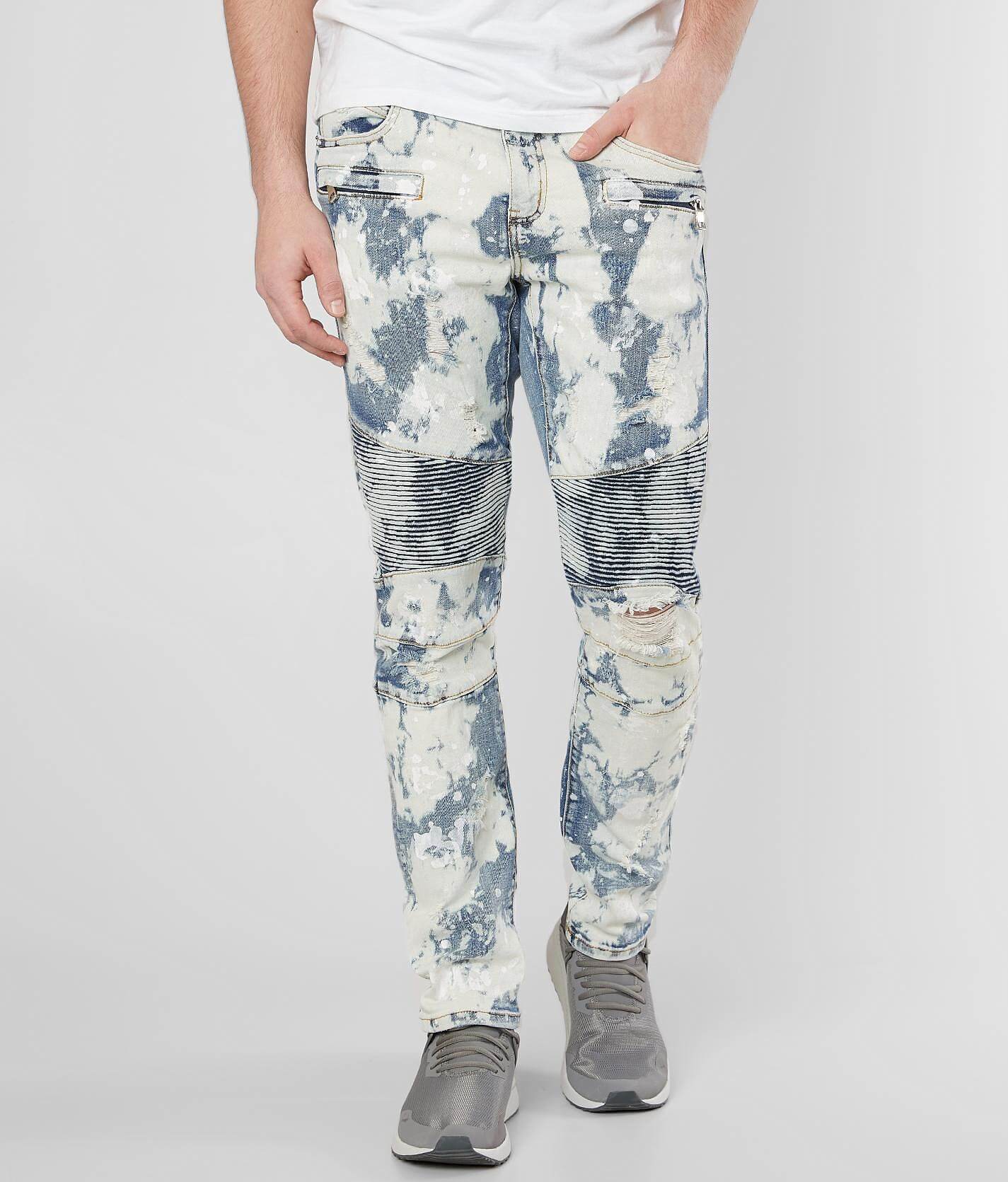 bleached biker jeans