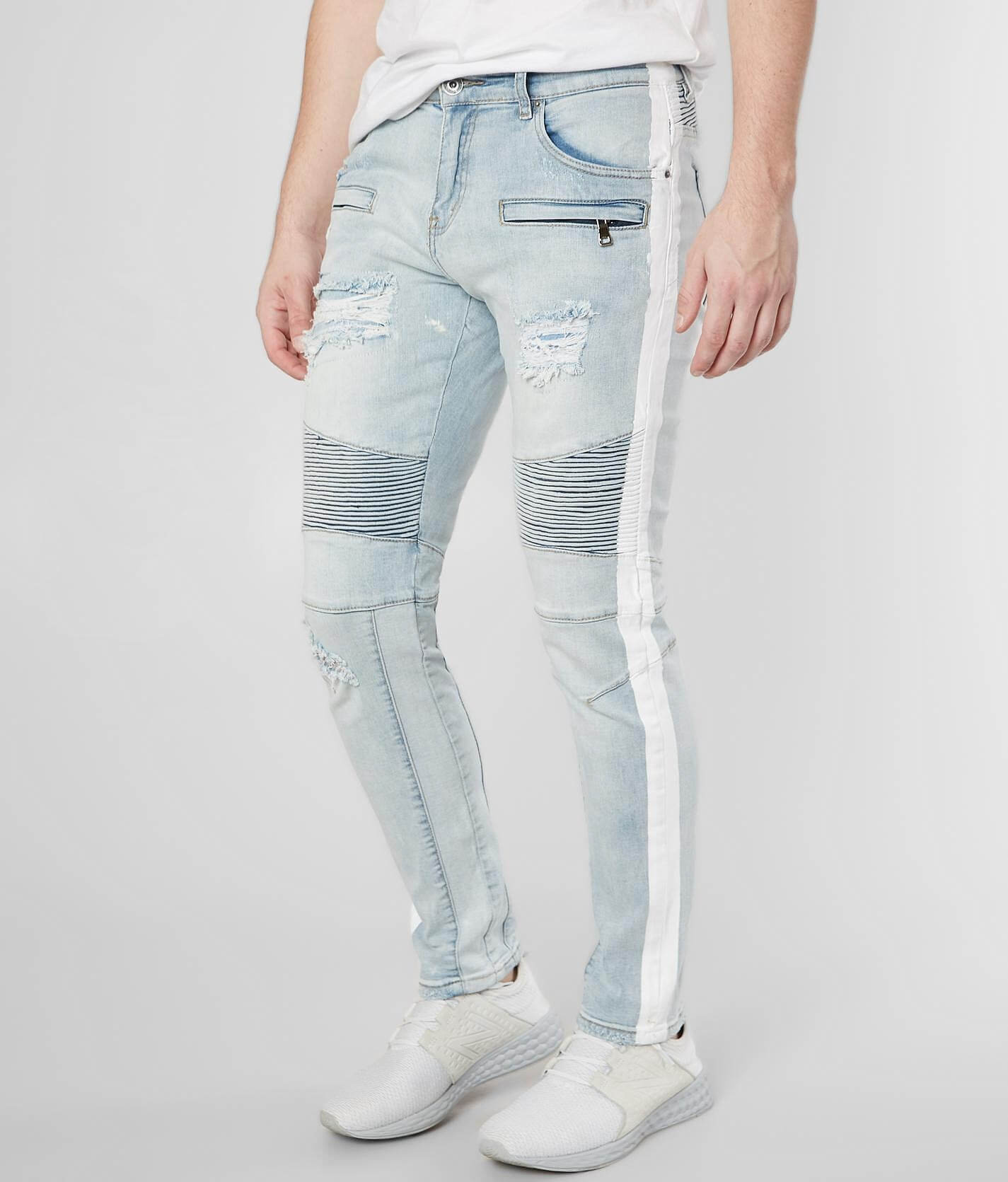 light wash biker jeans