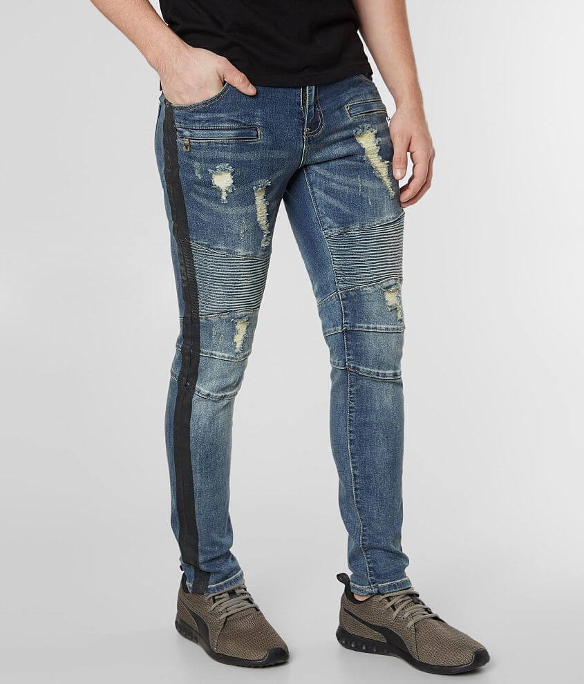 Crysp Denim Knitty Biker Skinny Stretch Jean front view