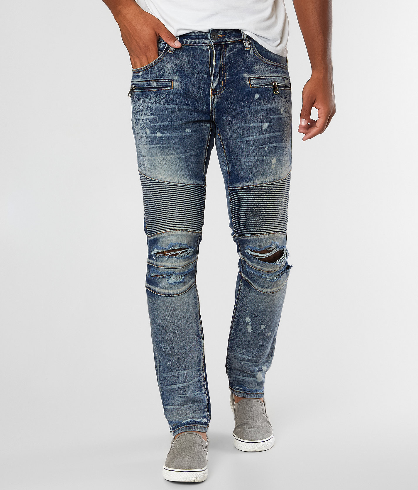 Jeans Skinny Uomo Crysp Denim Skywalker Biker Effetto Invecchiato - Taglia 34