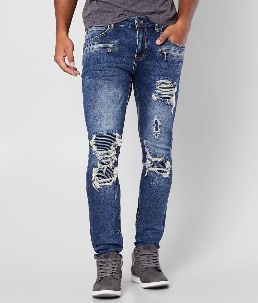 Crysp Denim Bridge Biker Skinny Stretch Jean front view