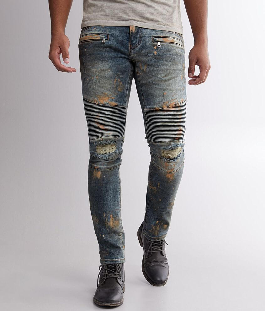 Crysp Denim Danny Washed Moto Skinny Stretch Jean - Men's Jeans in ...