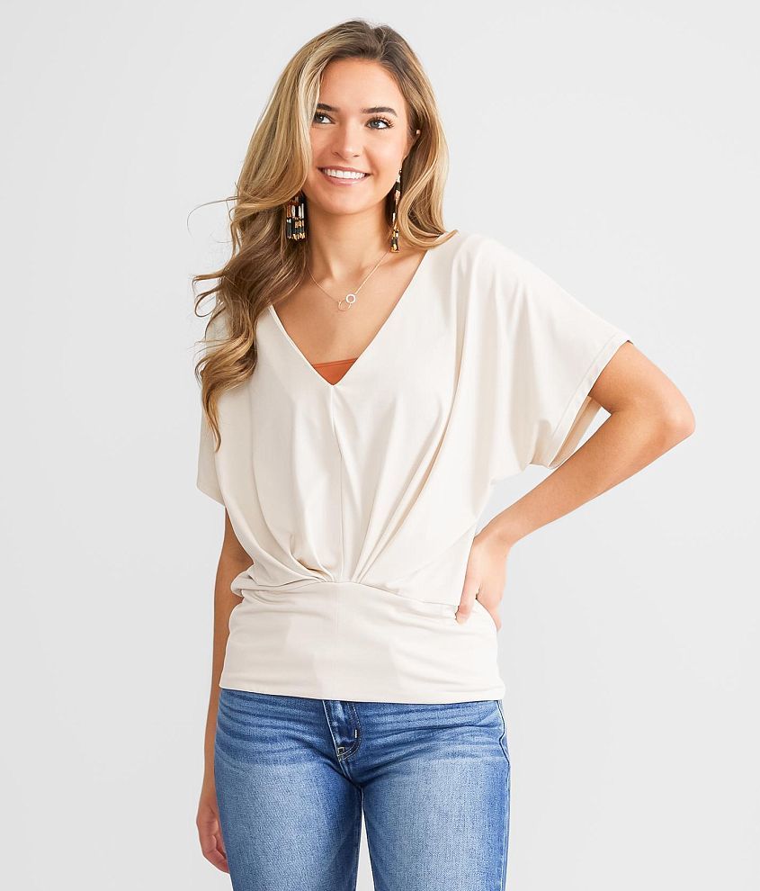 Daytrip Pleated Dolman Top - Women's Shirts/Blouses in Cream