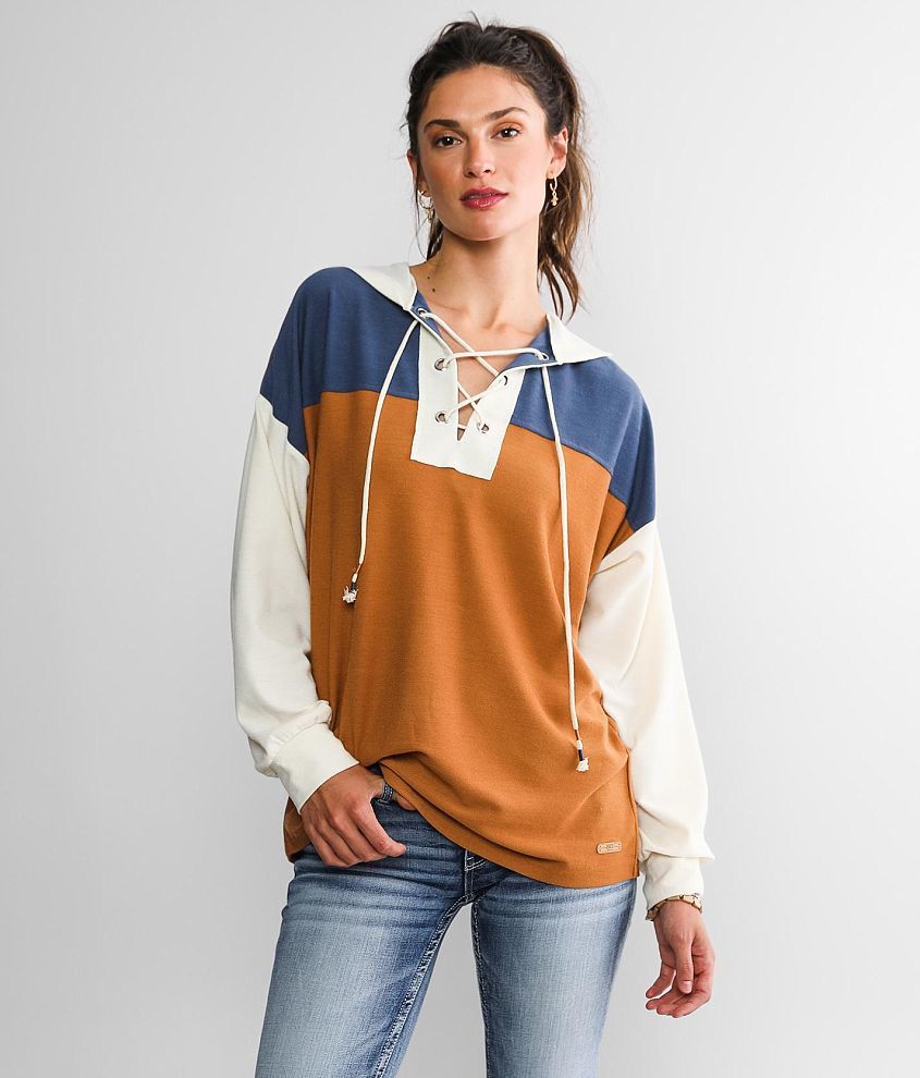 Lace up front hoodie best sale