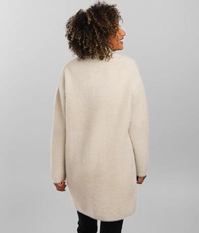 Buckle Black Eyelash Sweater Knit Jacket BACK