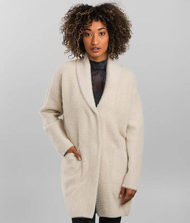 Buckle Black Eyelash Sweater Knit Jacket FULL_RIGHT_SIDE