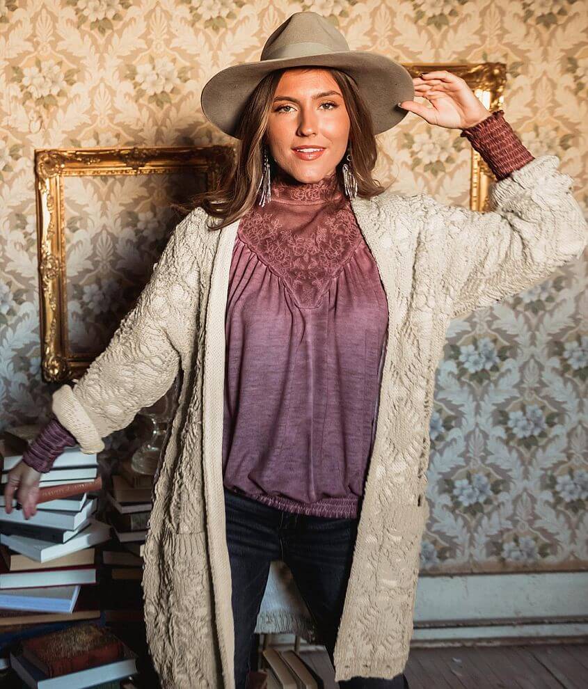 Gimmicks Crochet Overlay Cardigan Sweater