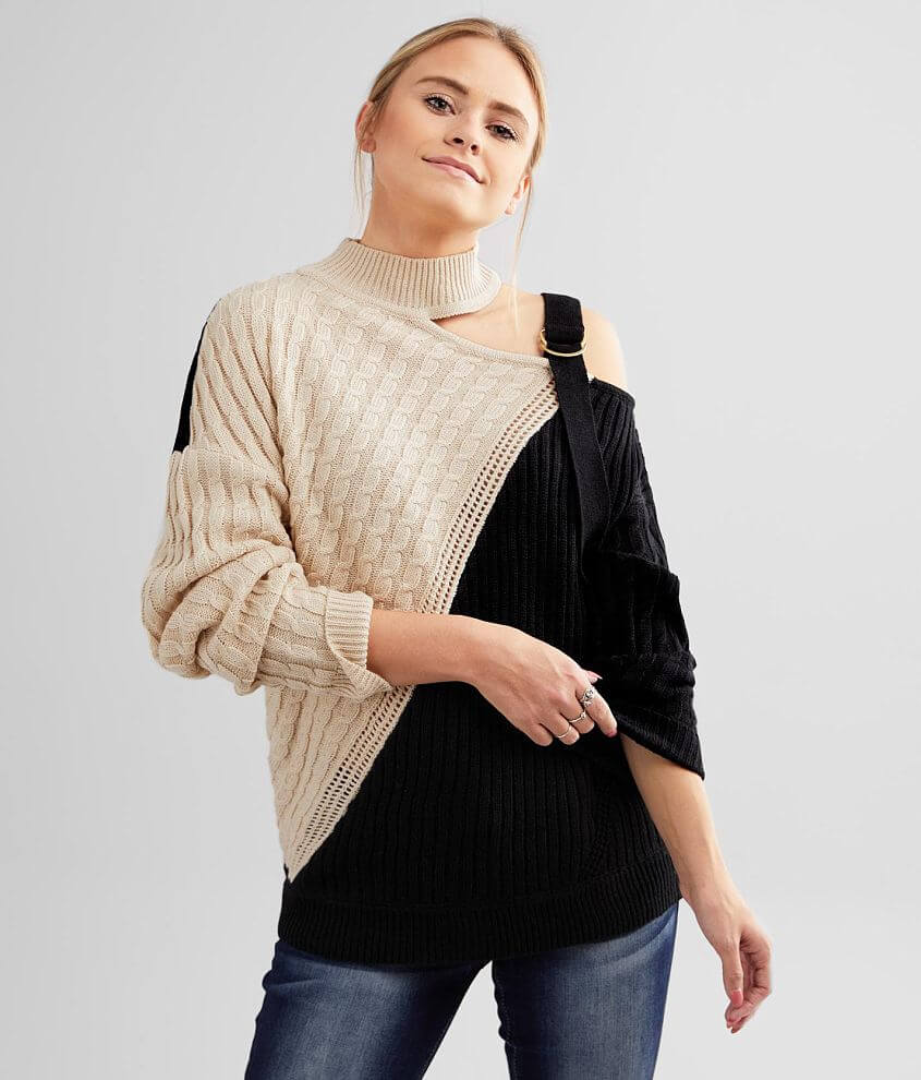 Red cold hot sale shoulder sweaters