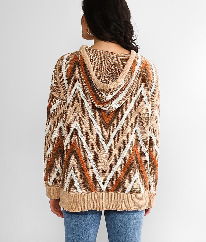 Chevron Chenille Hooded Sweater