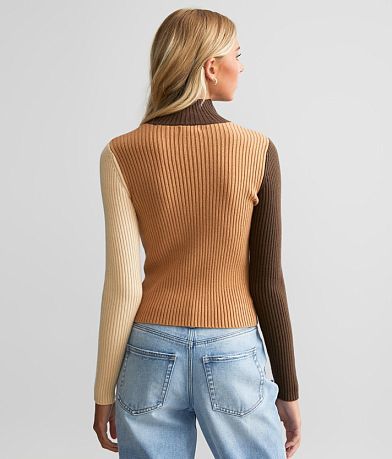 Gilded Intent Mock Neck Keyhole Sweater BACK