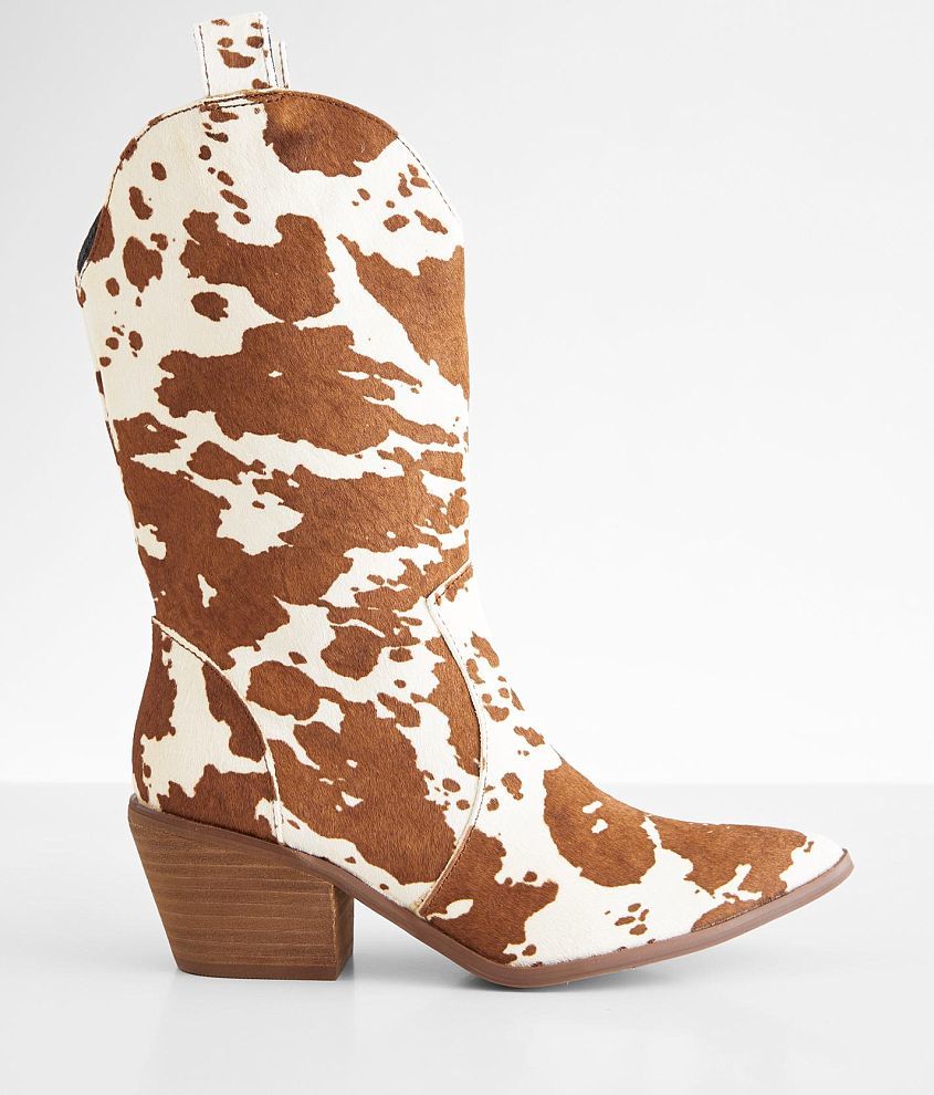 Dingo Live A Little Cow Print Leather Western Boot front view