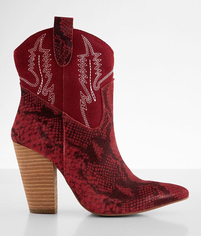 Dingo Calico Snake Print Leather Ankle Boot front view