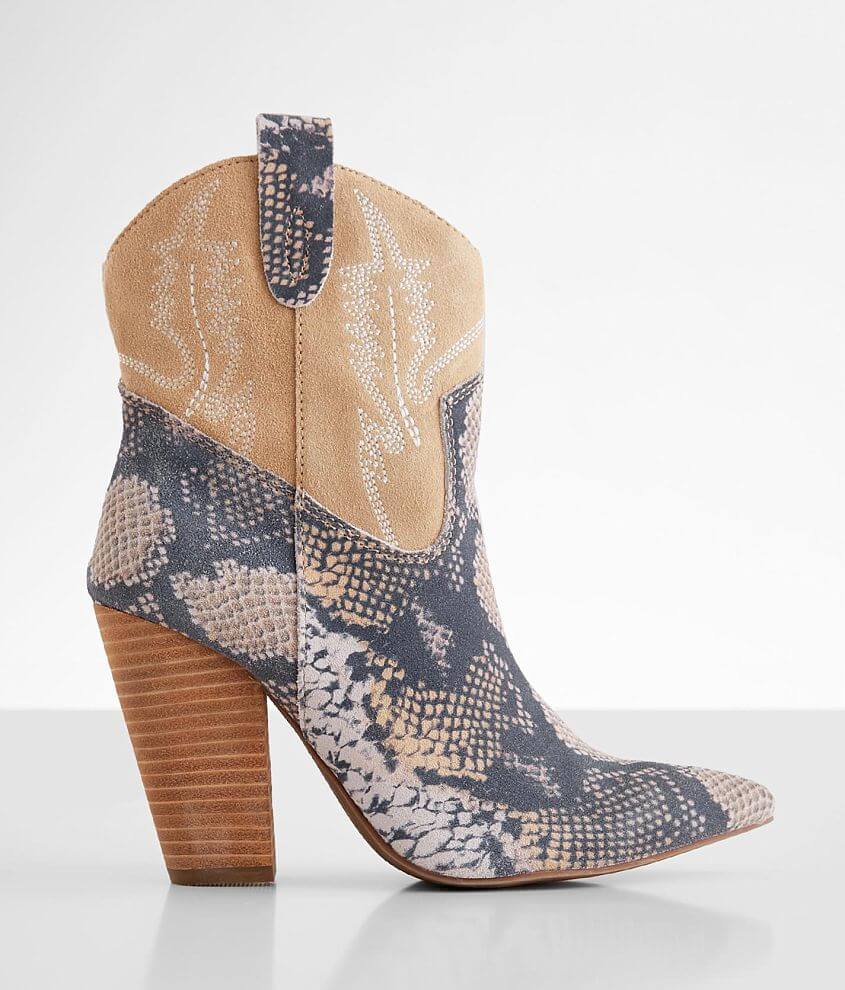 Dingo Calico Snake Print Leather Boot front view