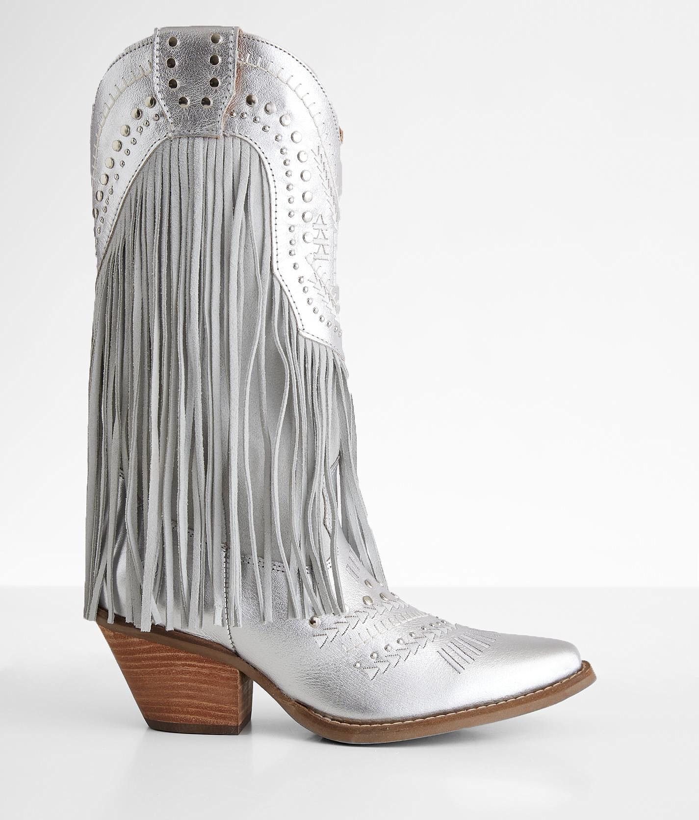 Silver shop fringe boots