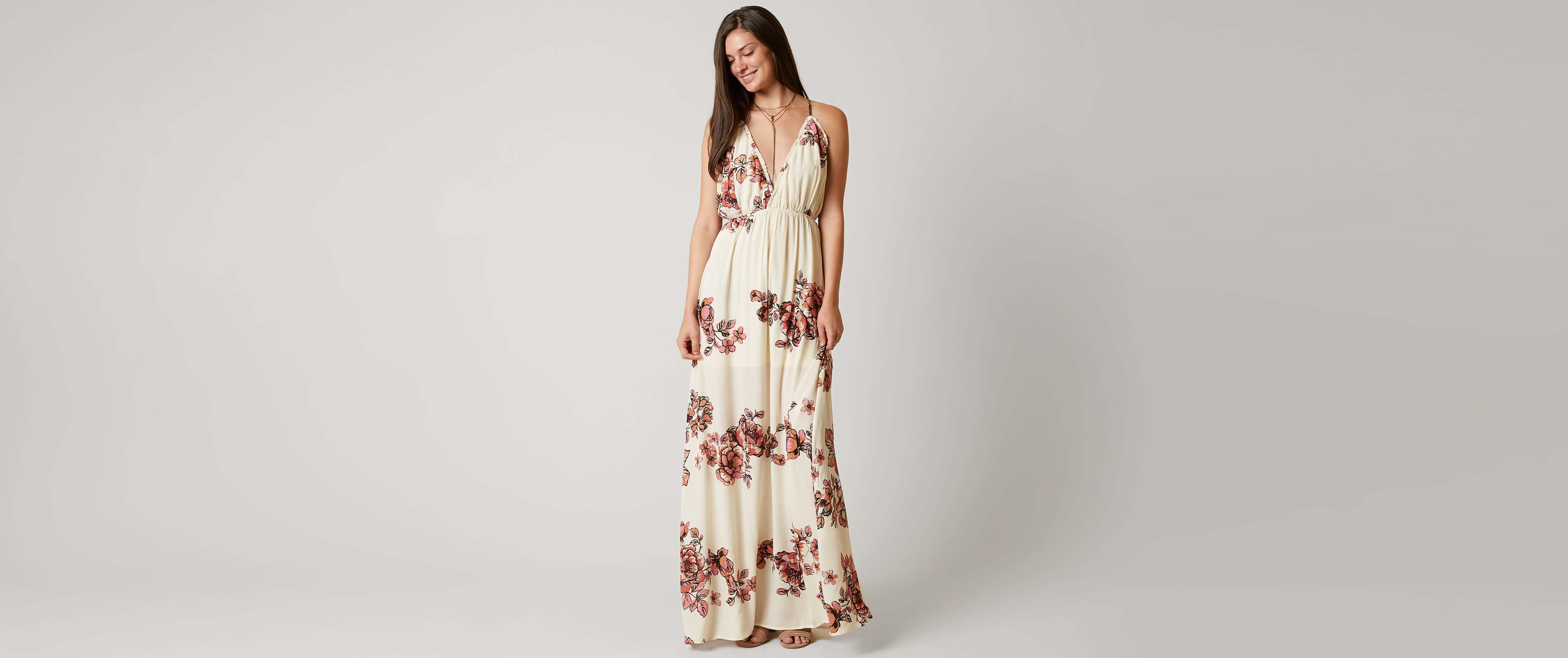 Dance & Marvel Floral Maxi Dress Women's Dresses in Ivory Buckle