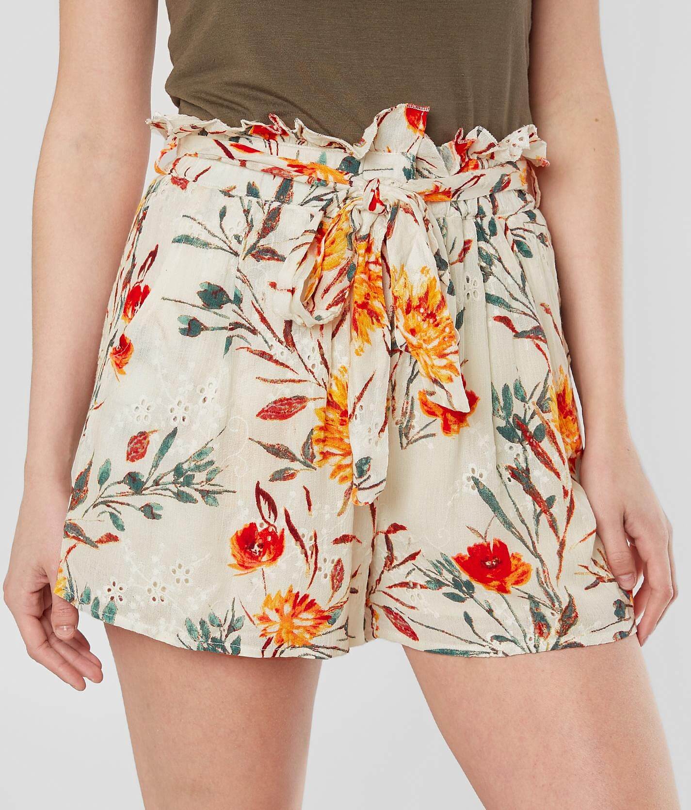 floral paperbag shorts