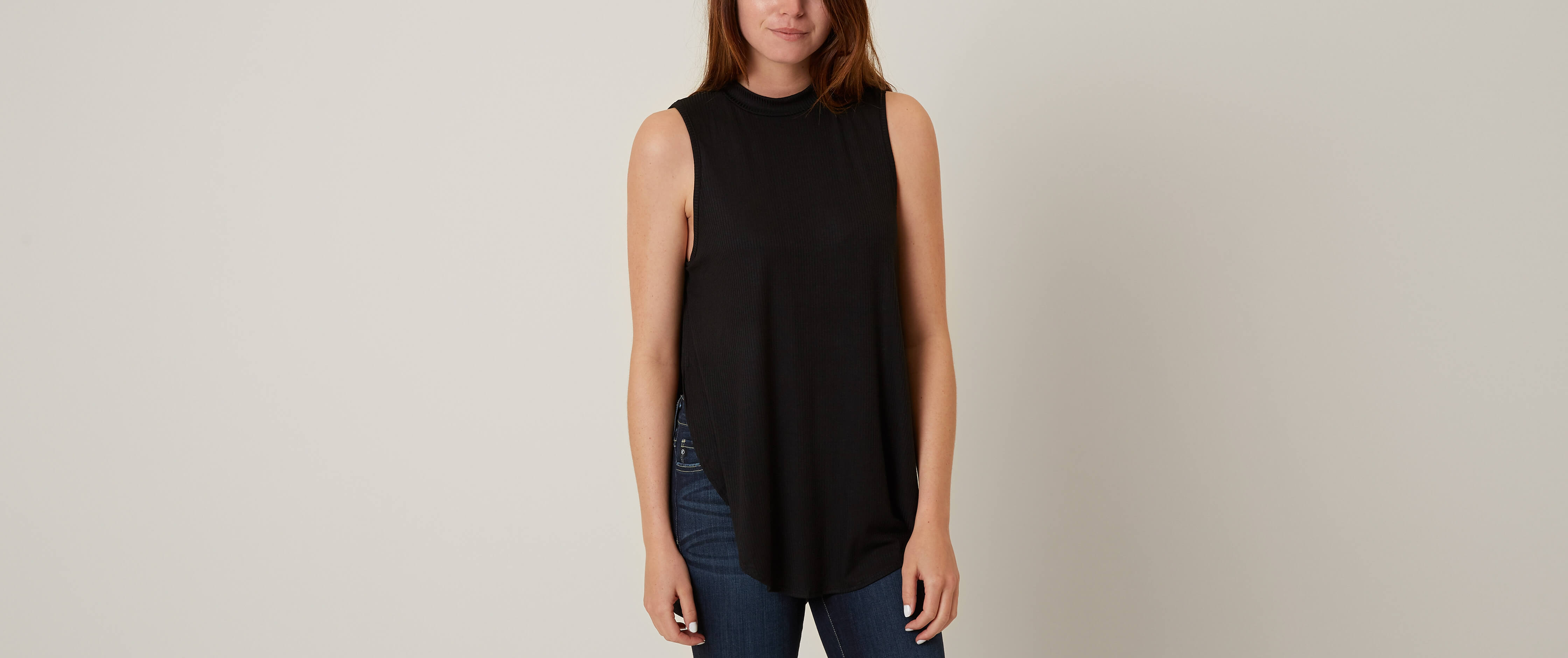 Dance & Marvel Ribbed Top Women's Shirts/Blouses in Black Buckle