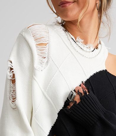 Dance &amp; Marvel Destructed Color Block Sweater MISC_DETAIL_1