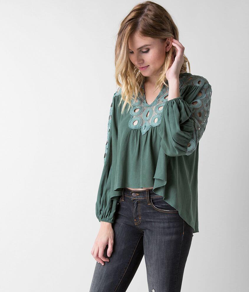 Gimmicks Split Neck Top - Women's Shirts/Blouses in Sea Pine | Buckle