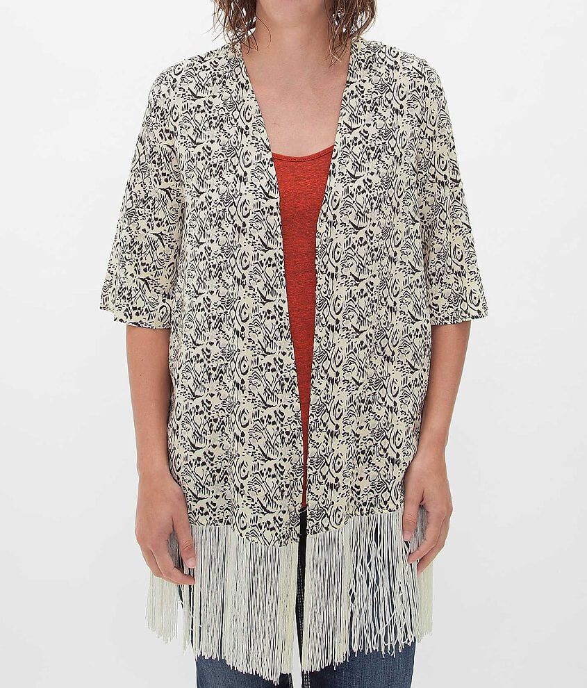 Dani Collection Fringe Cardigan front view