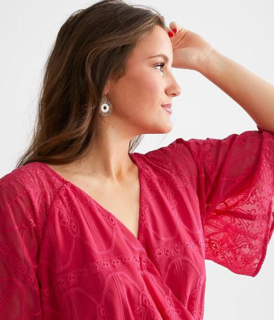 Davi &amp; Dani Surplice Keyhole Open Back Romper MISC_DETAIL_1