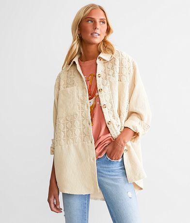 Davi & Dani Oversized Corduroy Shacket front view