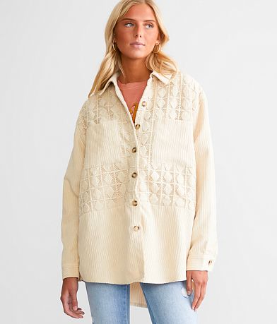 Davi &amp; Dani Oversized Corduroy Shacket full left side view