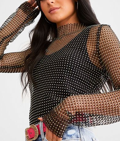 Davi &amp; Dani Rhinestone Mesh Top MISC_DETAIL_1