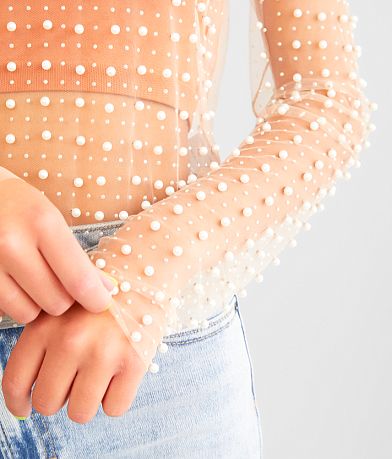 Davi &amp; Dani Embellished Mesh Top MISC_DETAIL_1
