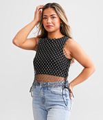 Mignon black strappy rhinestone selling cropped tank NWT