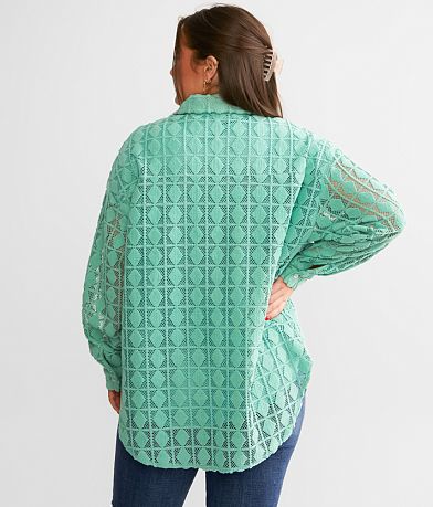 Davi &amp; Dani Diamond Textured Shacket BACK