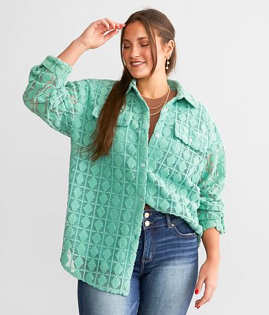Davi &amp; Dani Diamond Textured Shacket FULL_LEFT_SIDE