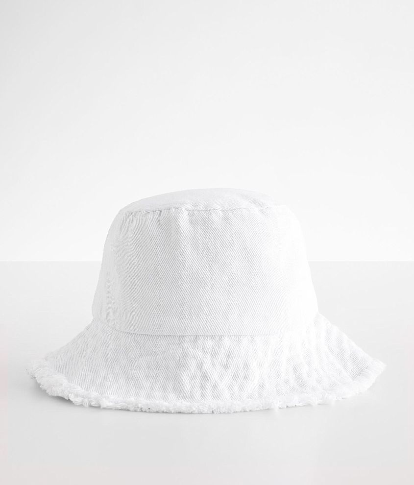 David & Young Frayed Bucket Hat Women's Hats in White Buckle