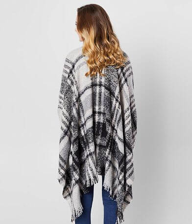 David &amp; Young Plaid Ruana Poncho back view
