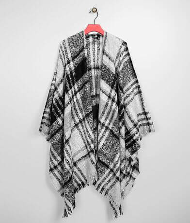 David &amp; Young Plaid Ruana Poncho misc detail 1 view
