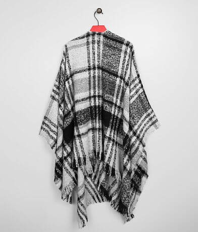 David &amp; Young Plaid Ruana Poncho misc detail 2 view